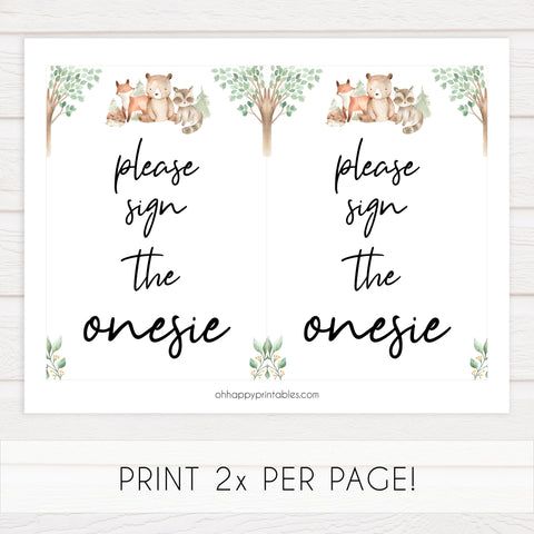 sign the onesie sign, Printable baby shower games, woodland animals baby games, baby shower games, fun baby shower ideas, top baby shower ideas, woodland baby shower, baby shower games, fun woodland animals baby shower ideas