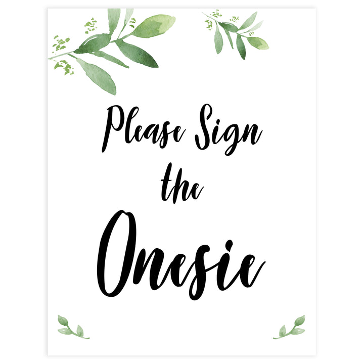 please sign the onesie sign, Printable baby shower games, botanical baby shower games, floral baby shower ideas, fun baby shower ideas
