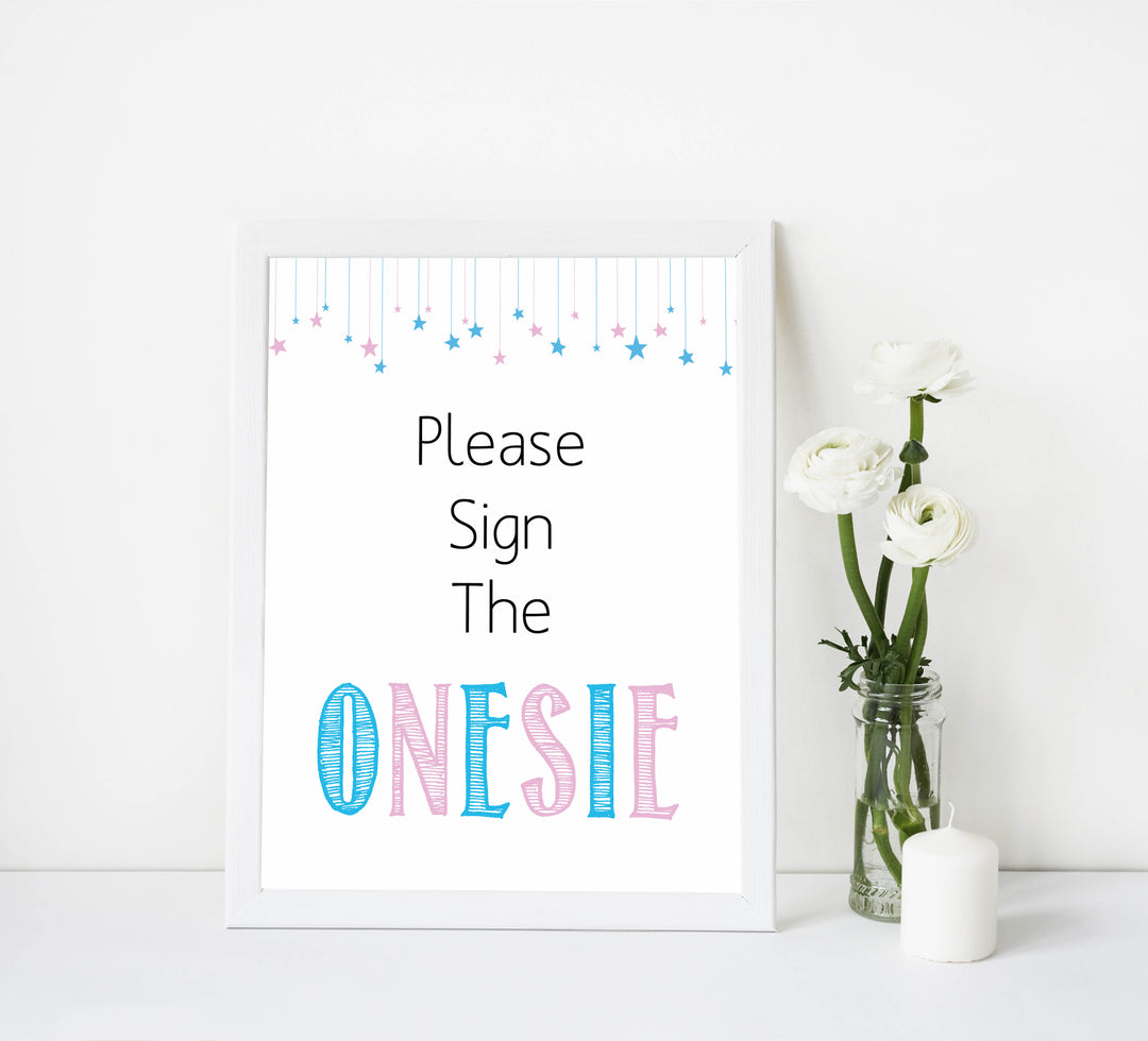 Gender reveal baby games, sign the onesie, printable baby shower games, fun baby games, top baby games, best baby games, baby shower games