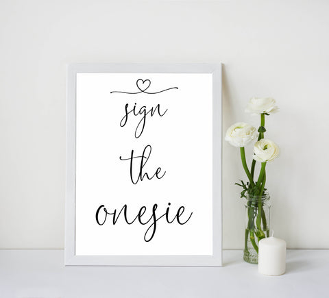 sign the onesie printable sign, minimalist baby shower signs, printable baby shower signs, sign the onesie, fun baby games, top baby shower ideas