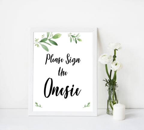 please sign the onesie sign, Printable baby shower games, botanical baby shower games, floral baby shower ideas, fun baby shower ideas