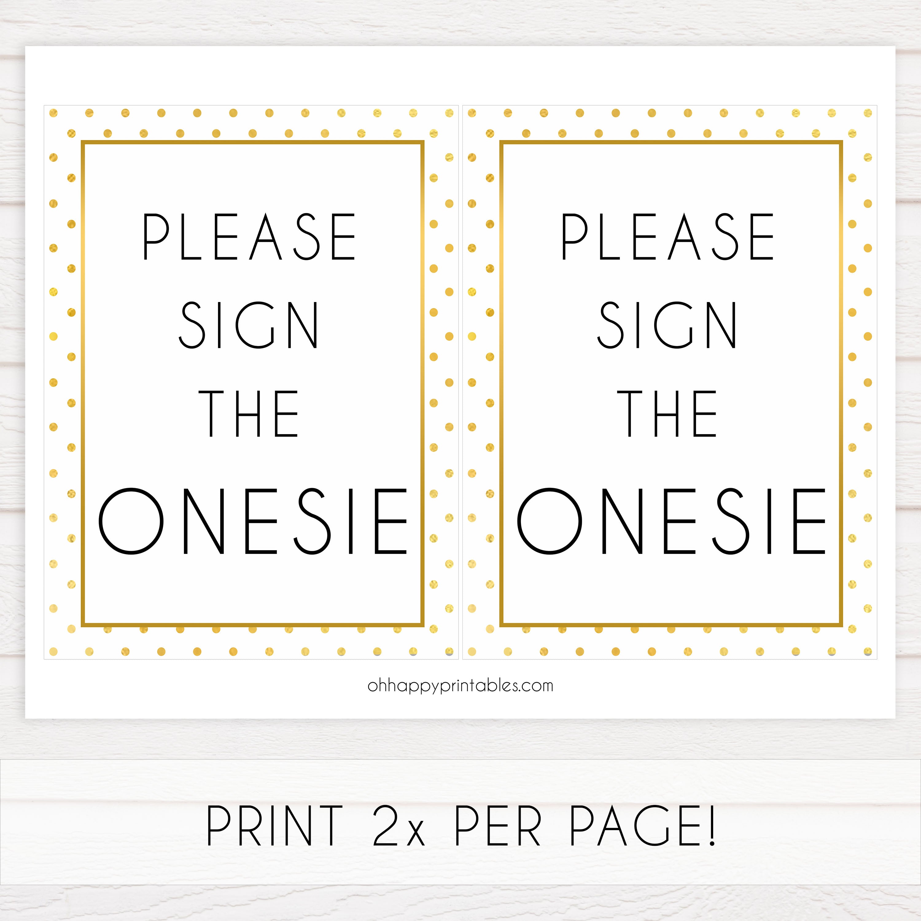 please sign the onesie game, sign the onesie, Printable baby shower games, baby gold dots fun baby games, baby shower games, fun baby shower ideas, top baby shower ideas, gold glitter shower baby shower, friends baby shower ideas