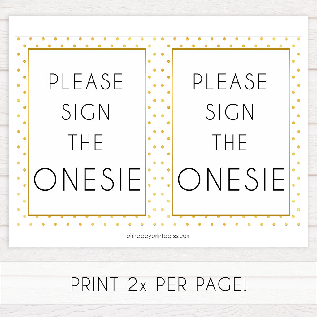 Sign The Onesie - Gold Dots Printable Baby Games – OhHappyPrintables
