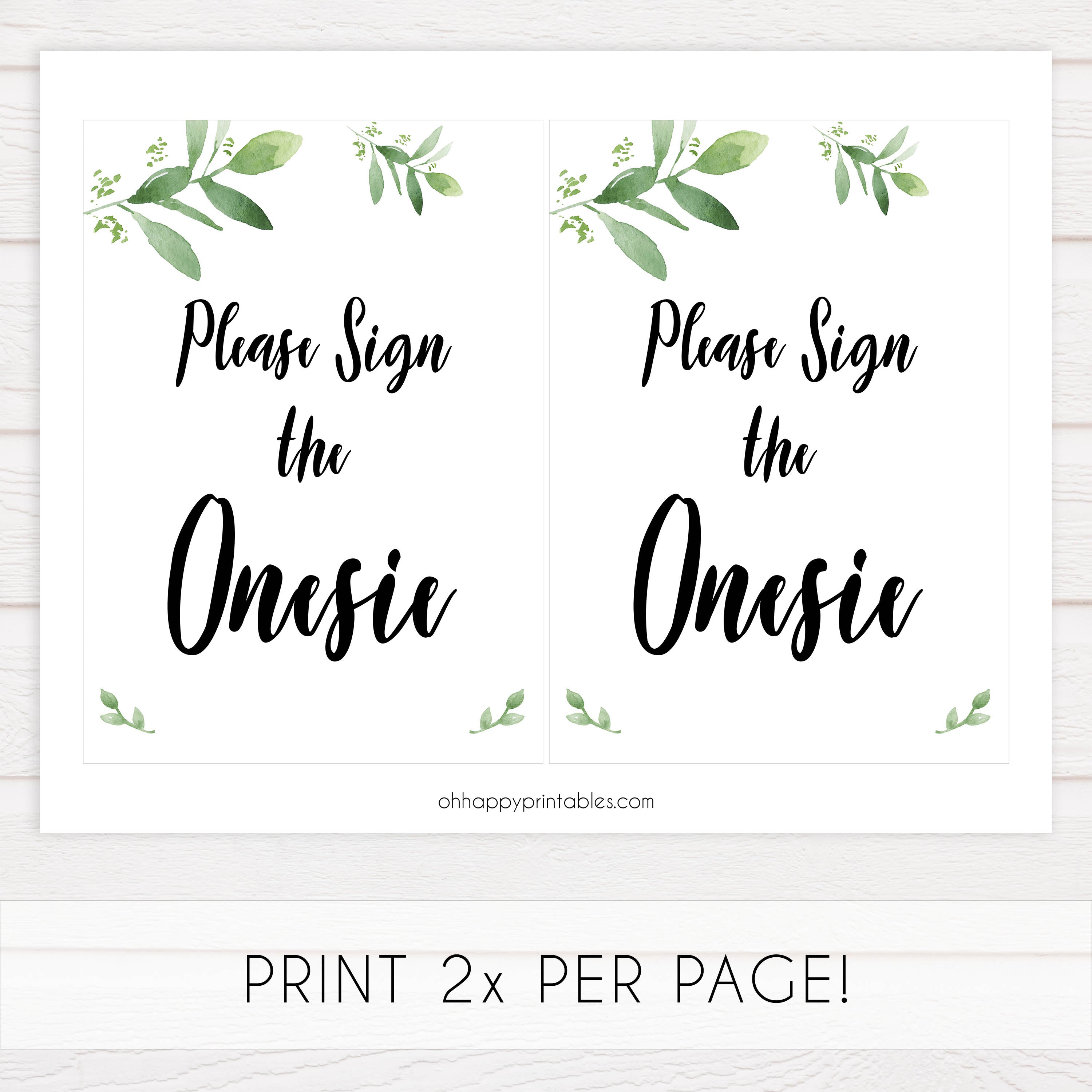 please sign the onesie sign, Printable baby shower games, botanical baby shower games, floral baby shower ideas, fun baby shower ideas