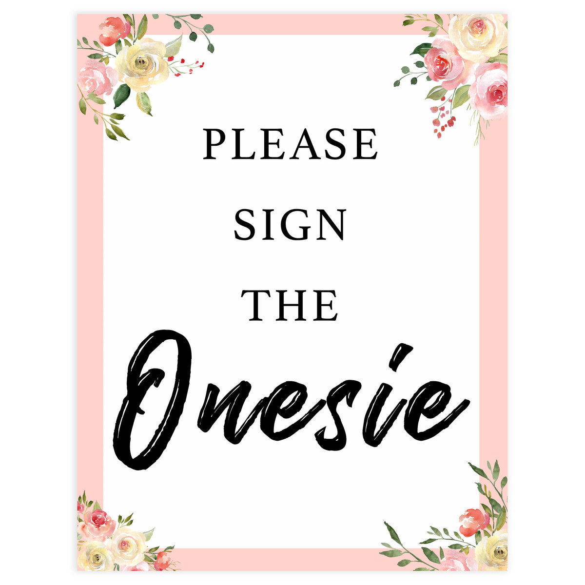 please sign the onesie, sign the onesie, Printable baby shower games, floral fun baby games, baby shower games, fun baby shower ideas, top baby shower ideas, floral baby shower, blue baby shower ideas