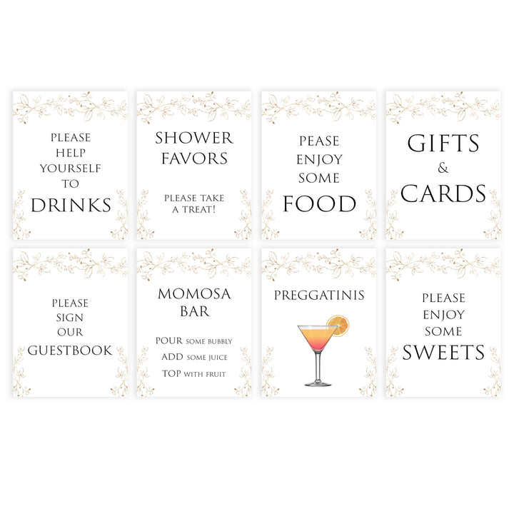 Gold leaf baby decor, printable baby table signs, printable baby decor, baby gold leaf table signs, fun baby signs, baby gold leaf fun baby table signs