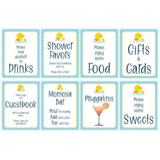 rubber ducky baby shower signs, baby shower signs, printable baby signs, baby decor, food signs, sweet signs, gift and cards signs