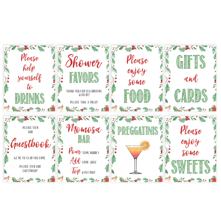 Christmas baby shower signs, baby sign pack, food baby shower sign, baby shower decor, printable baby signs, baby decor, festive baby shower