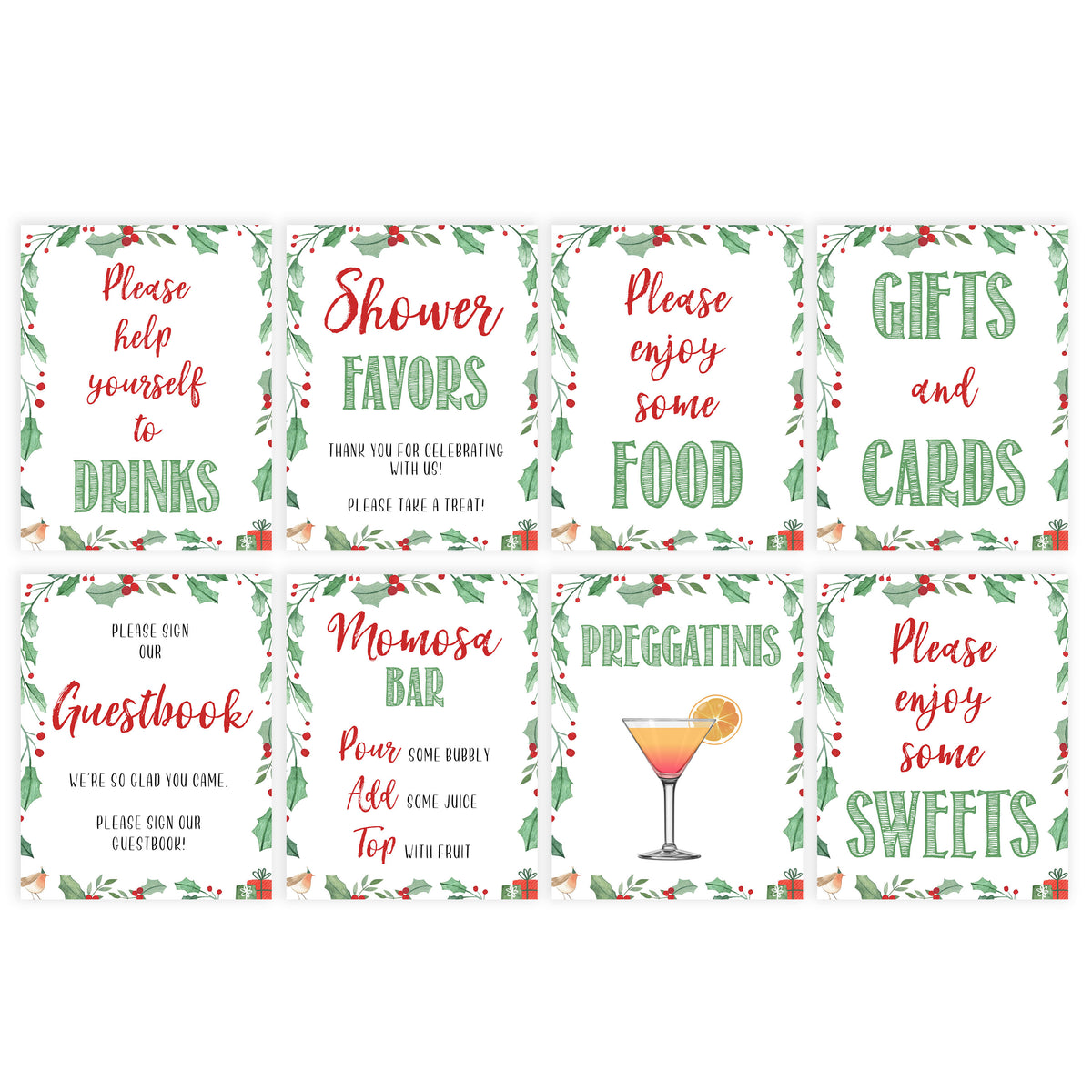 Christmas baby shower signs, baby sign pack, food baby shower sign, baby shower decor, printable baby signs, baby decor, festive baby shower