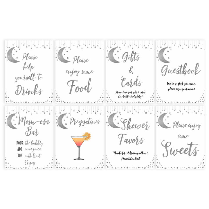 8 baby shower table signs, Little star baby signs, printable baby signs, printable baby decor, twinkle baby shower, star baby decor, fun baby shower ideas, top baby shower themes