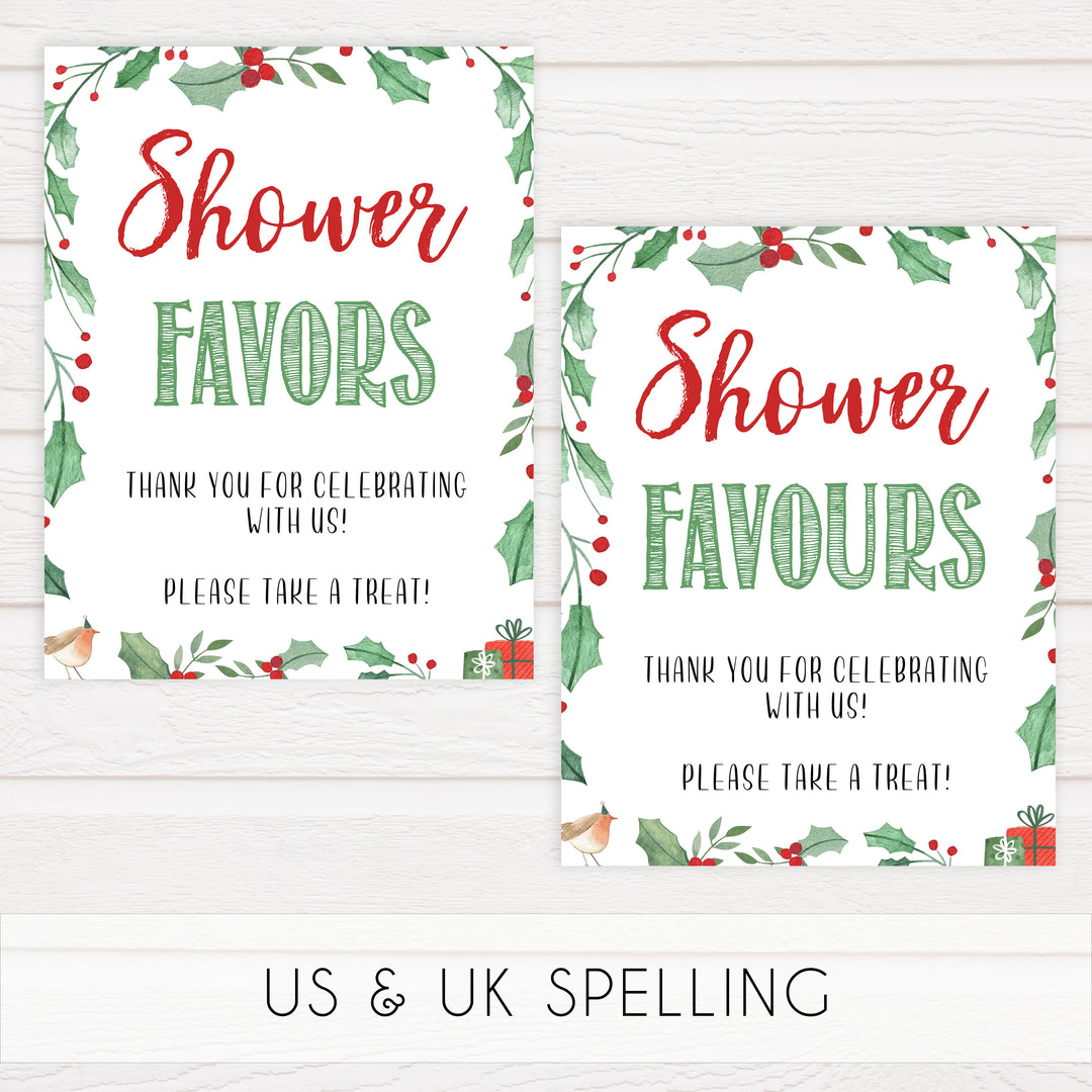 Christmas baby shower signs, baby sign pack, food baby shower sign, baby shower decor, printable baby signs, baby decor, festive baby shower