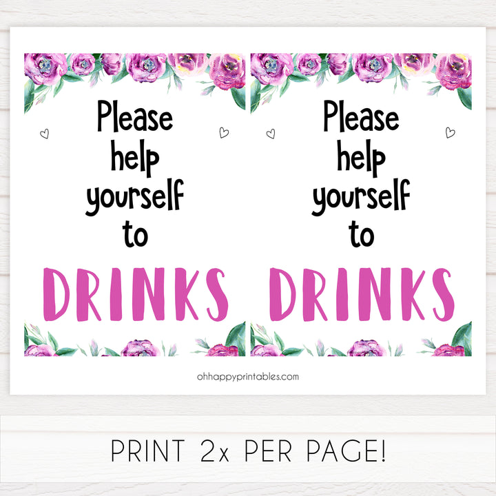8 baby shower signs pack, printable baby shower signs decor, purple peonies baby shower sign pack, fun baby shower ideas