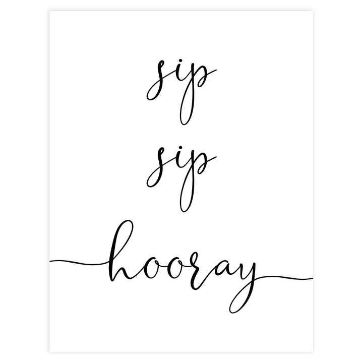 Minimalist bridal shower signs, sip sip hooray, printable bridal signs, printable bridal decor, minimalist bridal decor, bridal decor, bridal table signs