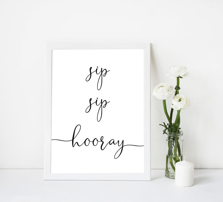 Minimalist bridal shower signs, sip sip hooray, printable bridal signs, printable bridal decor, minimalist bridal decor, bridal decor, bridal table signs