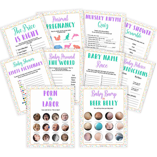 10 baby sprinkle games, labor or porn, baby bump games, Printable baby shower games, baby sprinkle fun baby games, baby shower games, fun baby shower ideas, top baby shower ideas, sprinkle shower baby shower, friends baby shower ideas