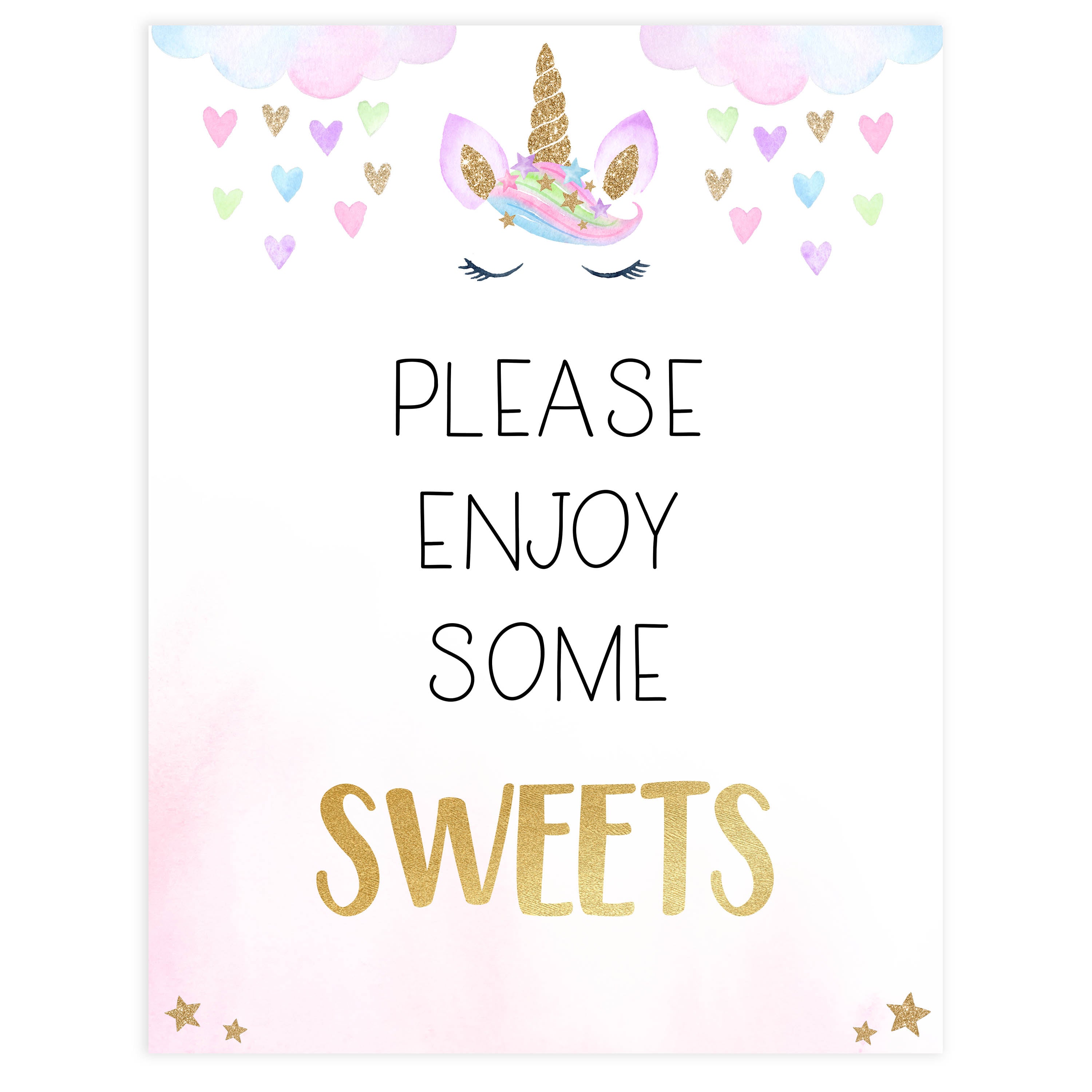 sweets baby shower table sign, Unicorn baby decor, printable baby table signs, printable baby decor, baby adventure table signs, fun baby signs, baby unicorn fun baby table signs