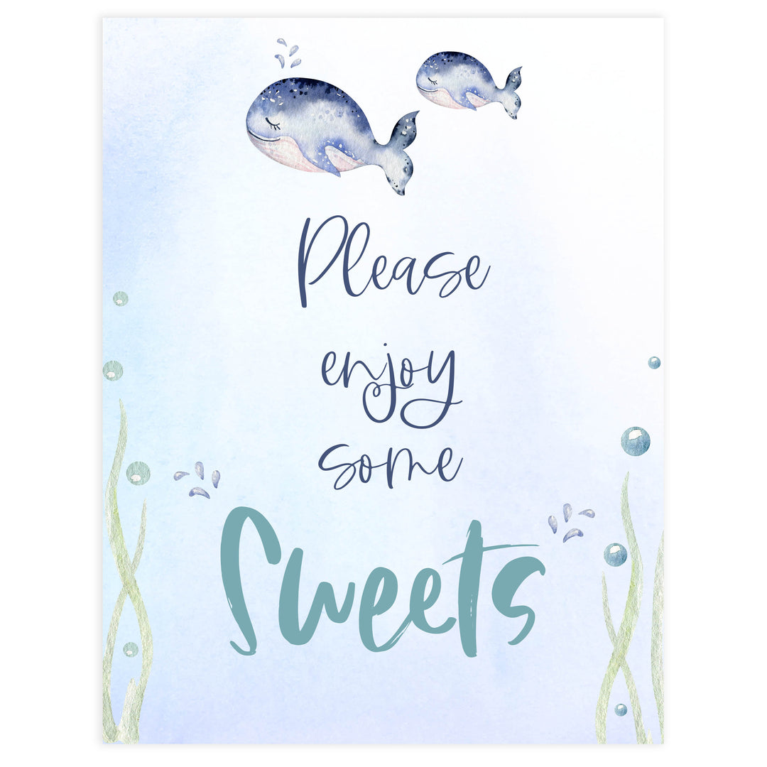 sweets baby shower table sign, Whale baby decor, printable baby table signs, printable baby decor, baby adventure table signs, fun baby signs, baby unicorn fun baby table signs