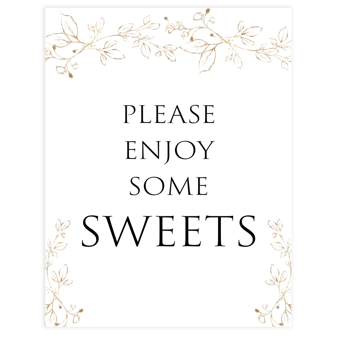 sweets baby shower table signs, Gold leaf baby decor, printable baby table signs, printable baby decor, baby gold leaf table signs, fun baby signs, baby gold leaf fun baby table signs