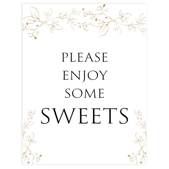 sweets baby shower table signs, Gold leaf baby decor, printable baby table signs, printable baby decor, baby gold leaf table signs, fun baby signs, baby gold leaf fun baby table signs