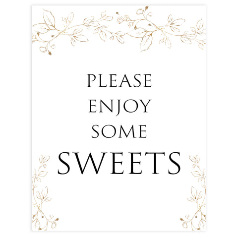 sweets baby shower table signs, Gold leaf baby decor, printable baby table signs, printable baby decor, baby gold leaf table signs, fun baby signs, baby gold leaf fun baby table signs
