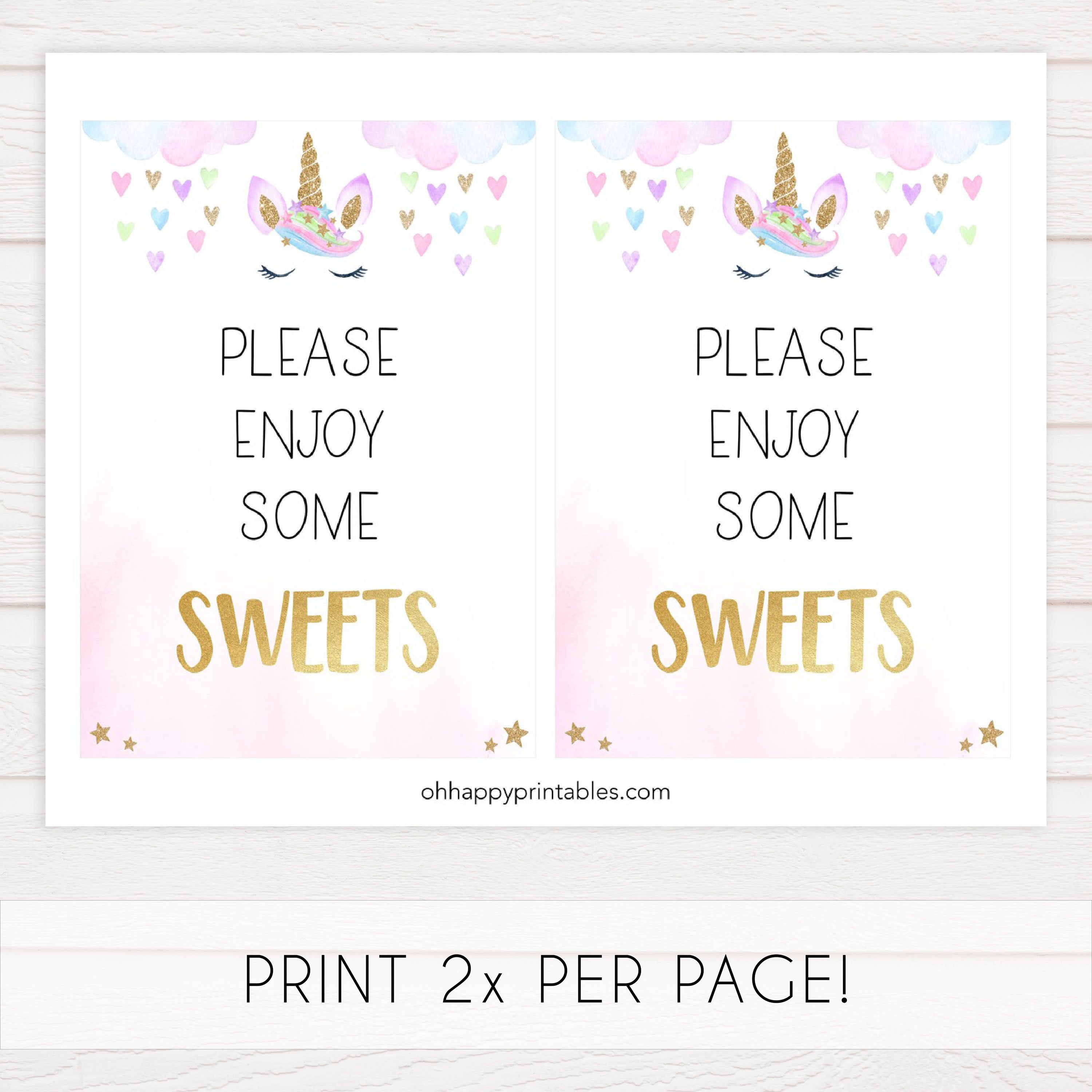 sweets baby shower table sign, Unicorn baby decor, printable baby table signs, printable baby decor, baby adventure table signs, fun baby signs, baby unicorn fun baby table signs
