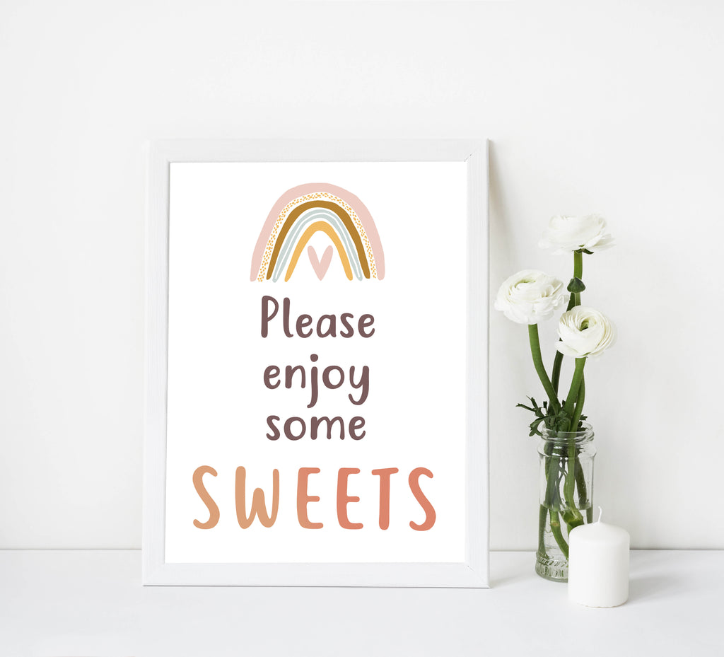 8 Baby Shower Table Signs - Boho Rainbow Printable Baby Shower Signs ...