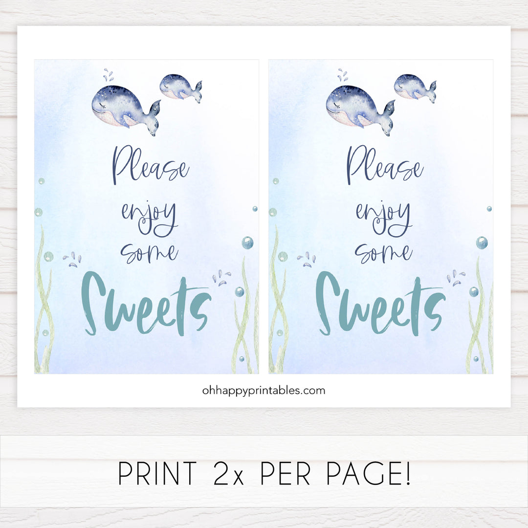 baby shower tables signs pack, Whale baby decor, printable baby table signs, printable baby decor, baby adventure table signs, fun baby signs, baby unicorn fun baby table signs