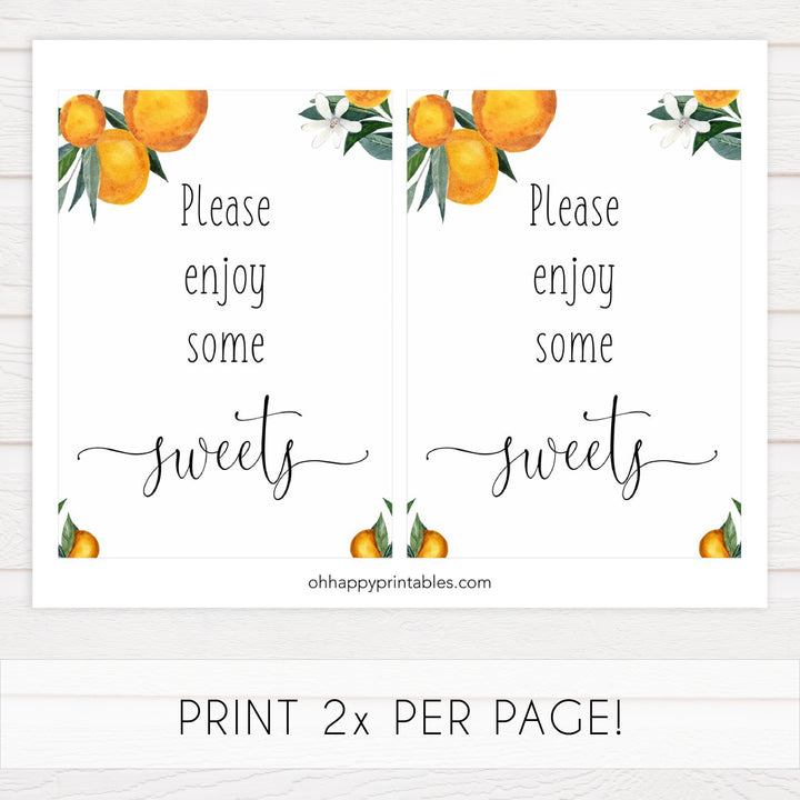 sweets baby shower table sign, Little cutie baby decor, printable baby table signs, printable baby decor, baby little cutie table signs, fun baby signs, baby little cutie fun baby table signs, citrus baby shower signs,