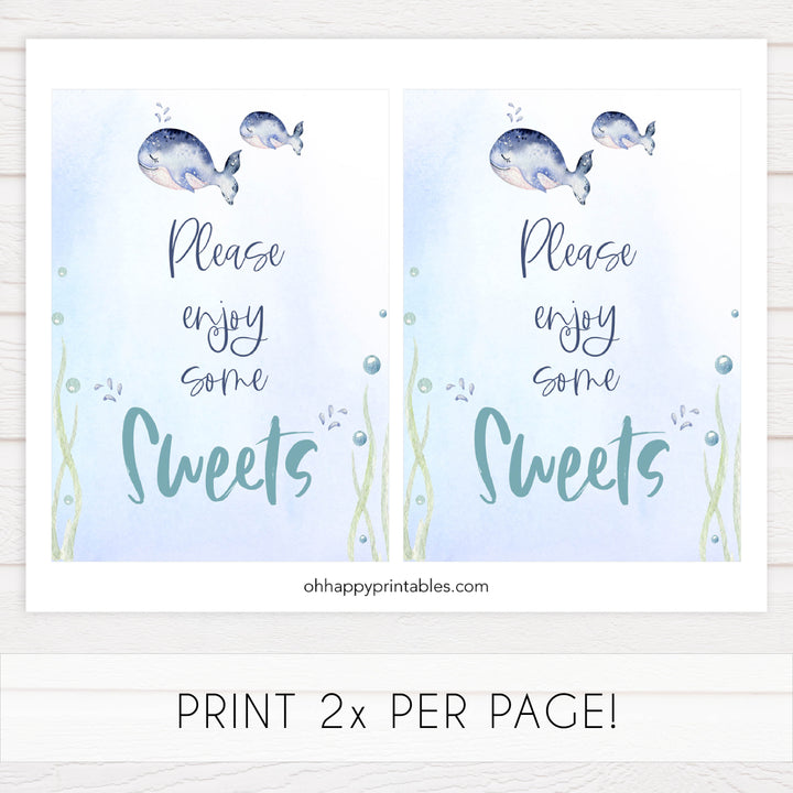 sweets baby shower table sign, Whale baby decor, printable baby table signs, printable baby decor, baby adventure table signs, fun baby signs, baby unicorn fun baby table signs