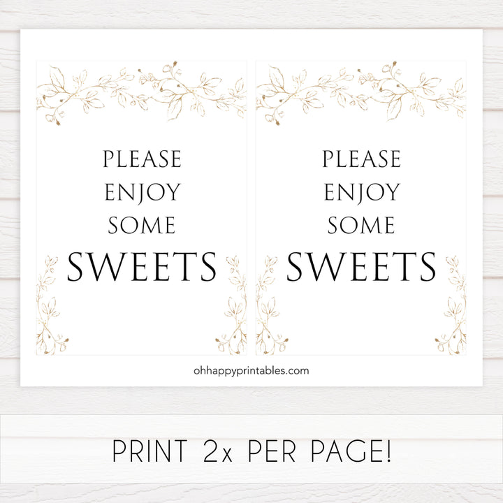 sweets baby shower table signs, Gold leaf baby decor, printable baby table signs, printable baby decor, baby gold leaf table signs, fun baby signs, baby gold leaf fun baby table signs