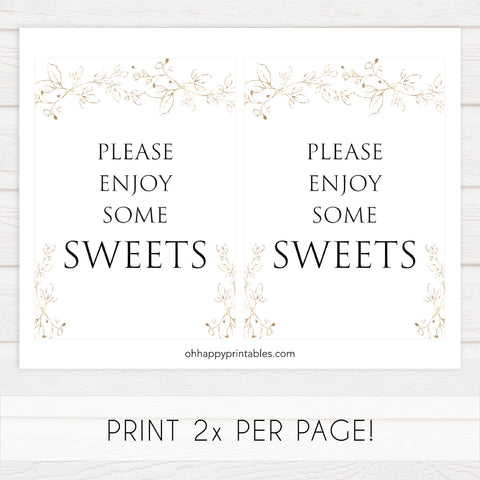 sweets baby shower table signs, Gold leaf baby decor, printable baby table signs, printable baby decor, baby gold leaf table signs, fun baby signs, baby gold leaf fun baby table signs