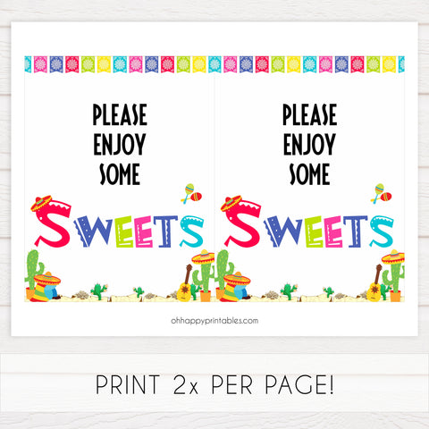 sweets baby shower table signs, sweets baby signs, Mexican fiesta baby decor, printable baby table signs, printable baby decor, baby Mexican fiesta table signs, fun baby signs, baby fiesta fun baby table signs