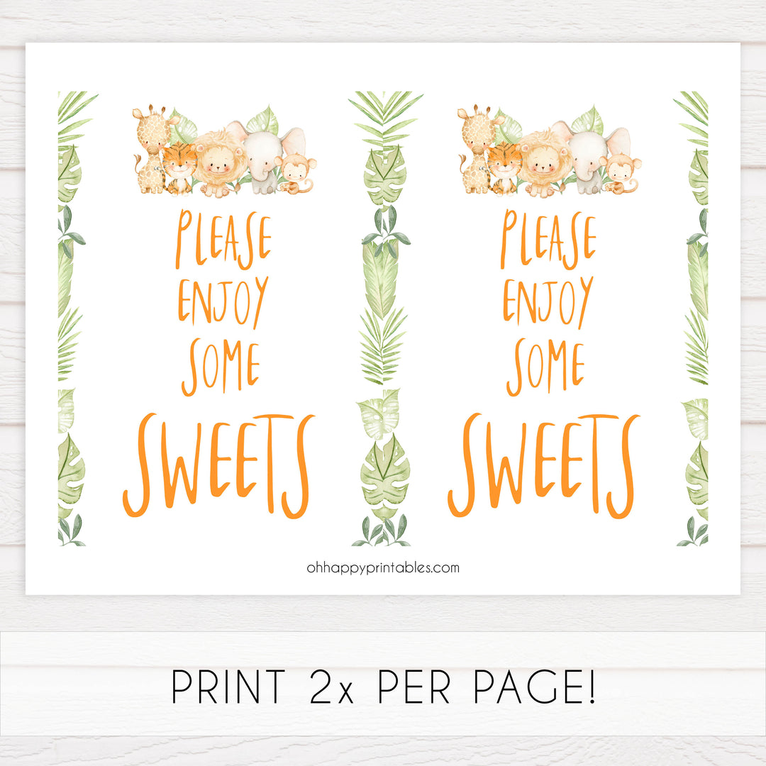 sweets baby shower table signs, Safari animals baby decor, printable baby table signs, printable baby decor, baby safari animals table signs, fun baby signs, baby safari animals fun baby table signs