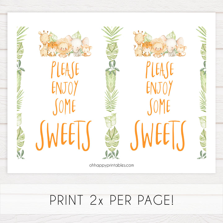 sweets baby shower table signs, Safari animals baby decor, printable baby table signs, printable baby decor, baby safari animals table signs, fun baby signs, baby safari animals fun baby table signs