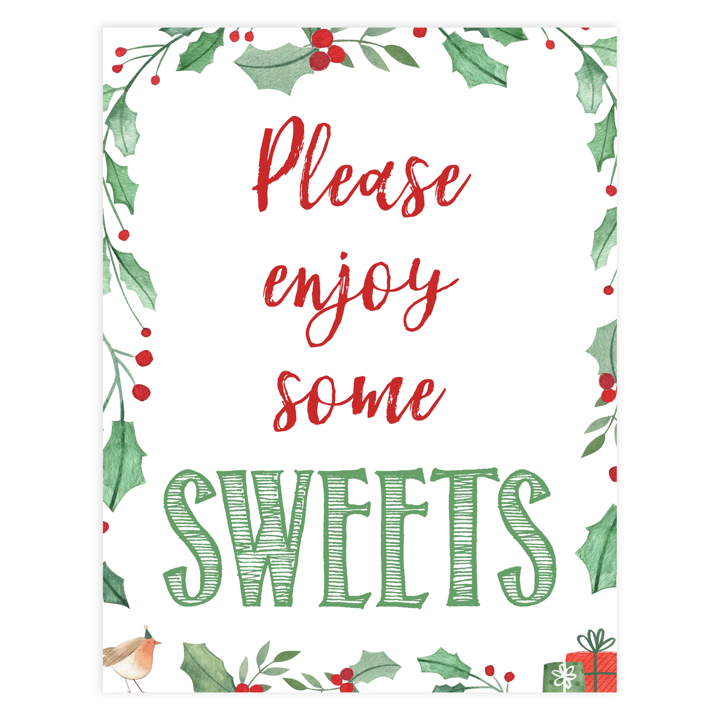 Sweets Inside Sign Sweets Sign - Christmas Printable Baby Shower Signs – OhHappyPrintables