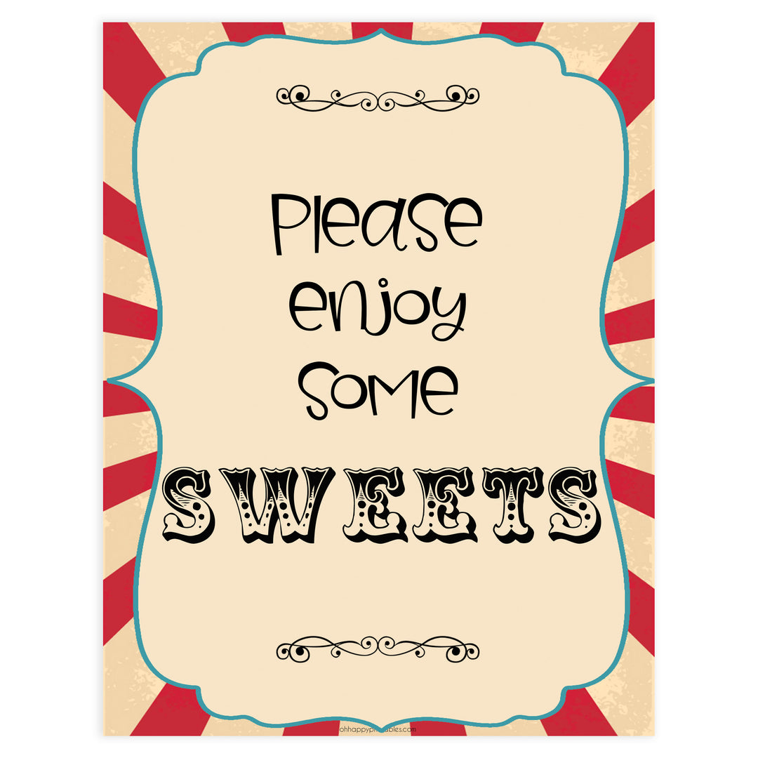 sweets baby table signs, sweets baby table decor sign, Circus baby decor, printable baby table signs, printable baby decor, carnival table signs, fun baby signs, circus fun baby table signs