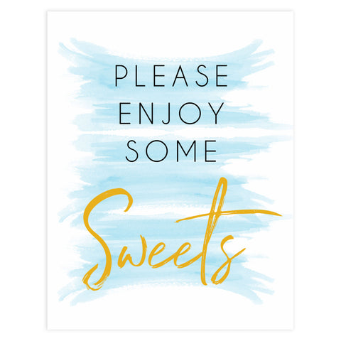 Sweets baby shower signs, printable baby shower signs, fun baby signs, blue baby shower signs