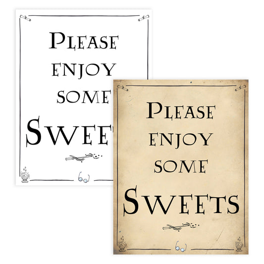 Sweets Baby Signs, Wizard baby shower signs, printable baby shower decor, Harry Potter baby decor, Harry Potter baby shower ideas, fun baby decor, fun baby signs