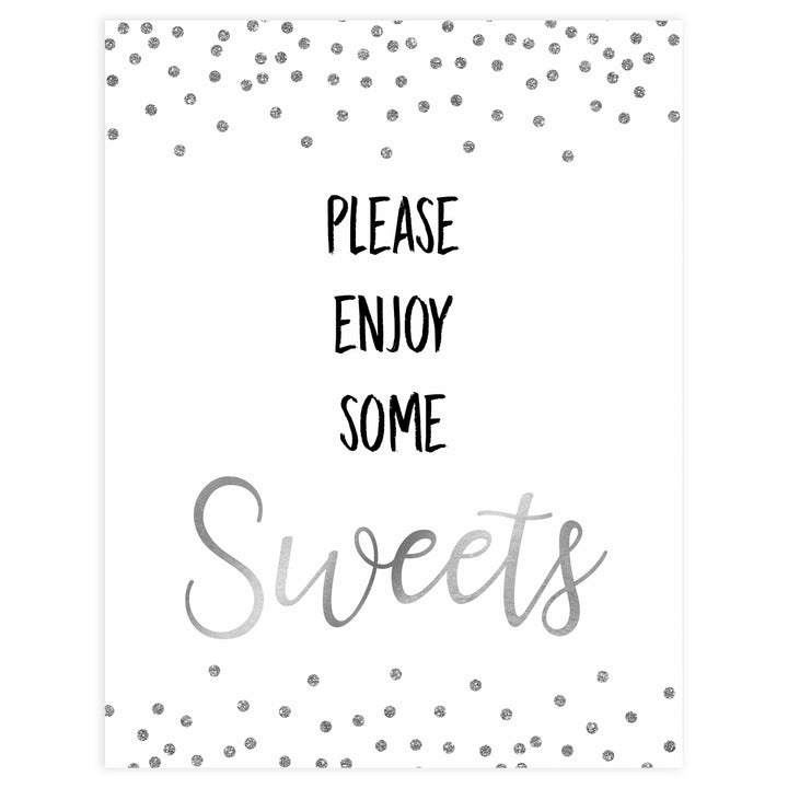 sweets baby table signs, sweets baby signs, Baby silver glitter baby decor, printable baby table signs, printable baby decor, baby silver glitter table signs, fun baby signs, baby silver fun baby table signs