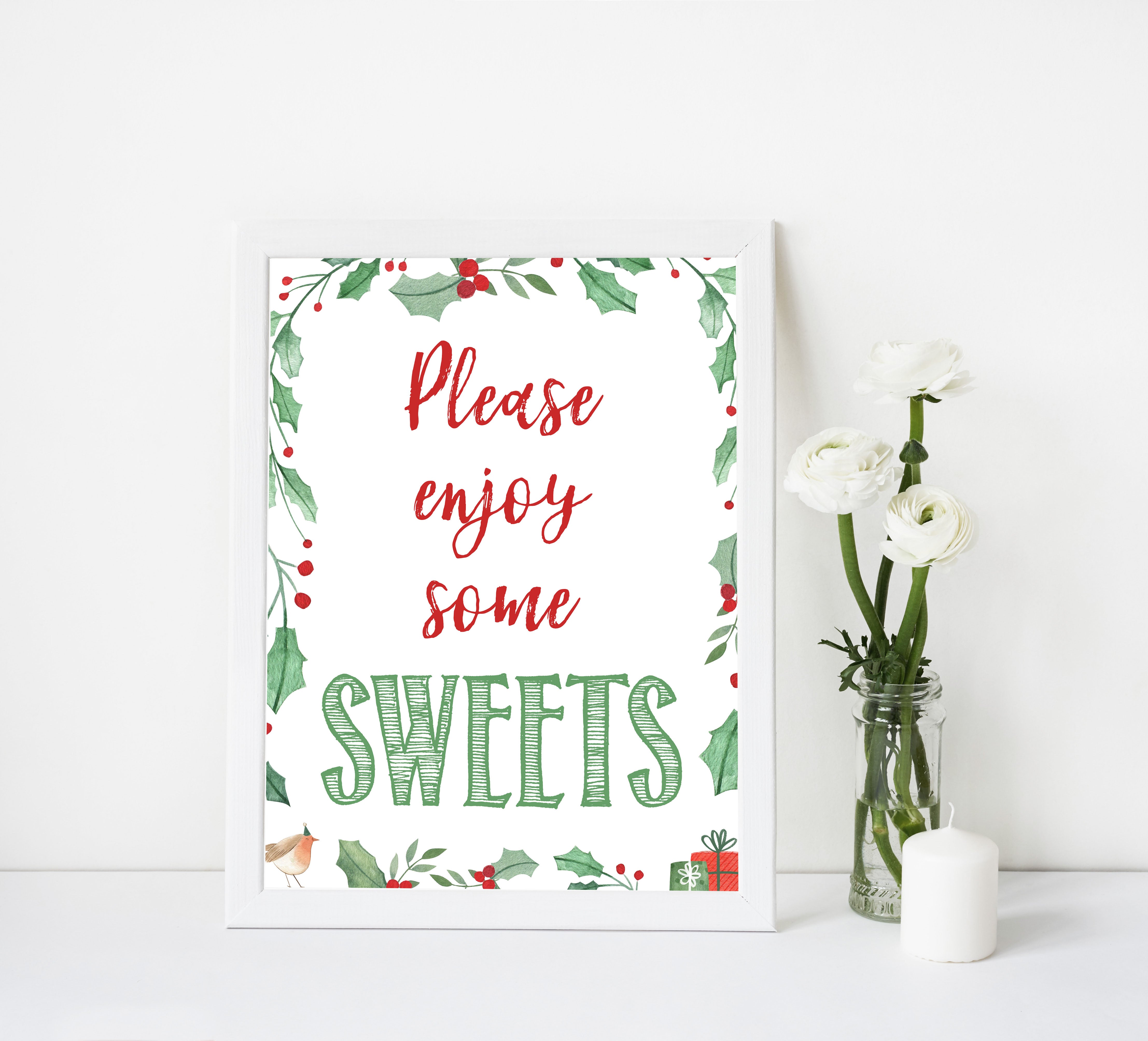 Christmas baby shower signs, sweets baby shower sign, baby shower decor, printable baby signs, baby decor, festive baby shower