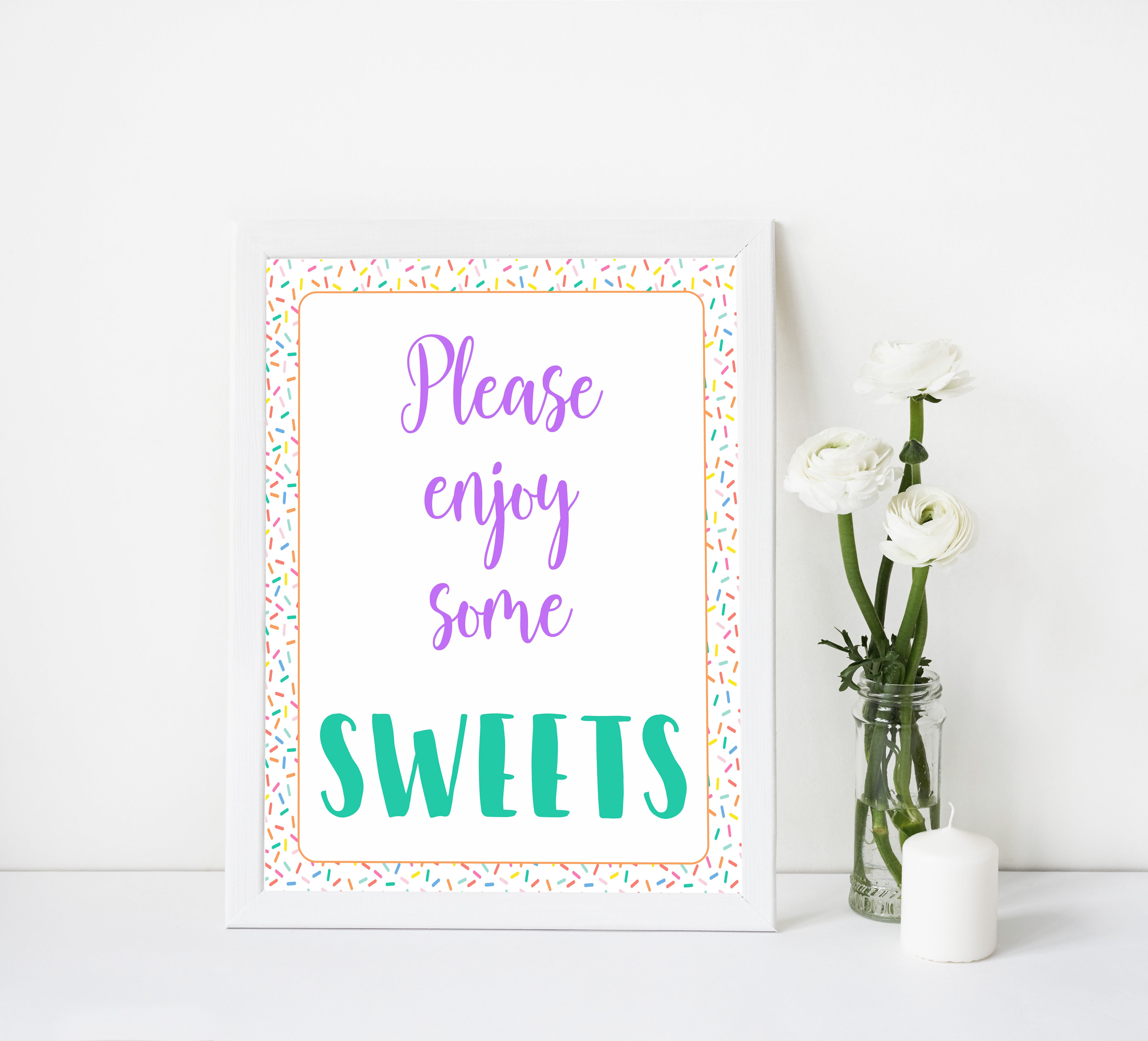 sweets baby table signs, sweets baby sign, Baby sprinkle baby decor, printable baby table signs, printable baby decor, baby sprinkle table signs, fun baby signs, baby sprinkle fun baby table signs