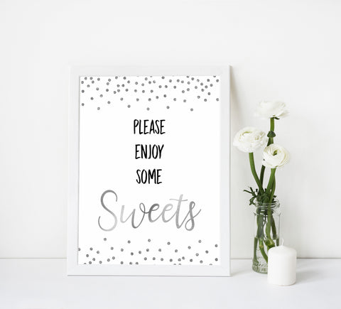 sweets baby table signs, sweets baby signs, Baby silver glitter baby decor, printable baby table signs, printable baby decor, baby silver glitter table signs, fun baby signs, baby silver fun baby table signs