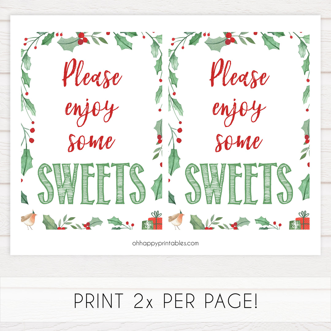 Christmas baby shower signs, sweets baby shower sign, baby shower decor, printable baby signs, baby decor, festive baby shower
