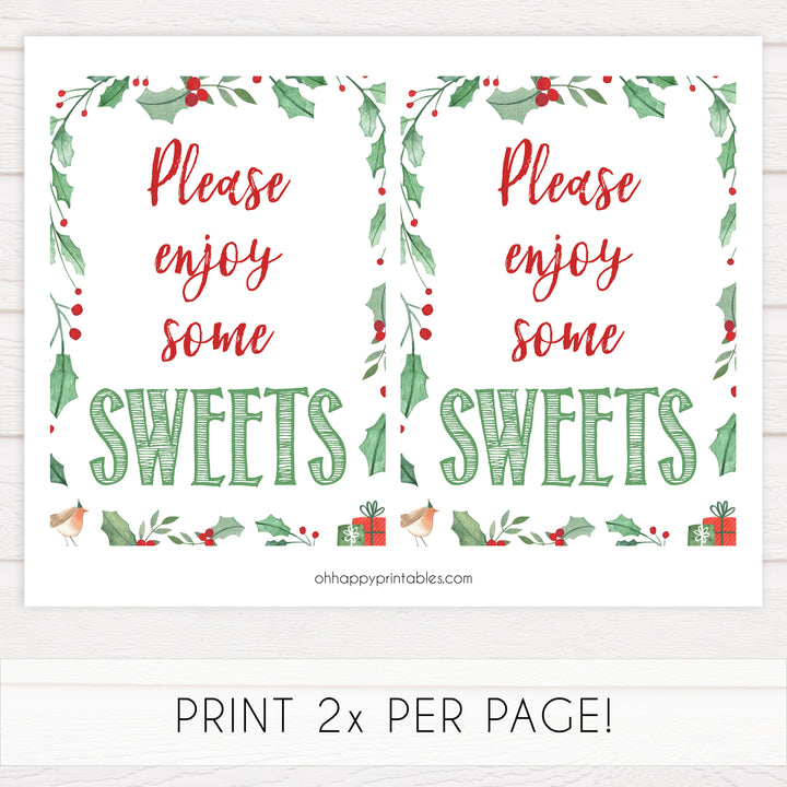 Christmas baby shower signs, sweets baby shower sign, baby shower decor, printable baby signs, baby decor, festive baby shower