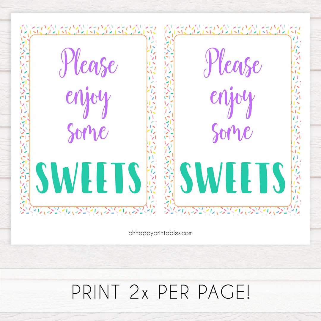 sweets baby table signs, sweets baby sign, Baby sprinkle baby decor, printable baby table signs, printable baby decor, baby sprinkle table signs, fun baby signs, baby sprinkle fun baby table signs
