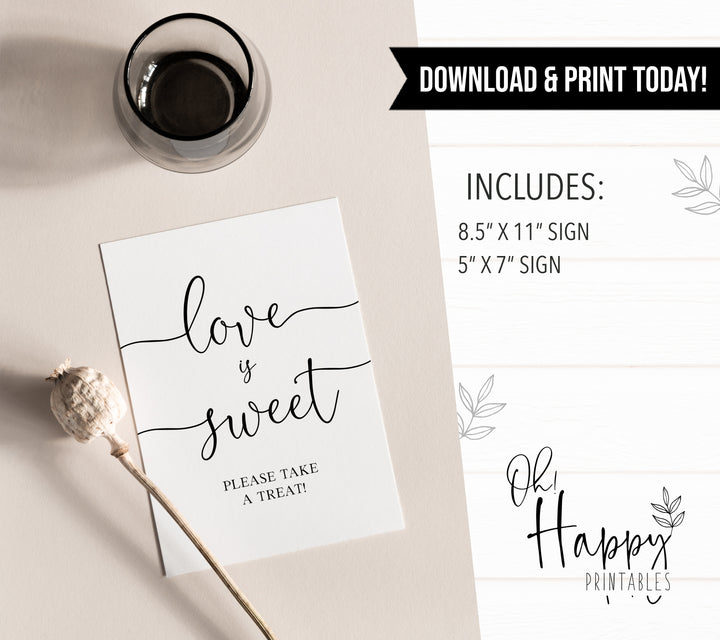 Minimalist bridal shower signs, love is sweets, printable bridal signs, printable bridal decor, minimalist bridal decor, bridal decor, bridal table signs