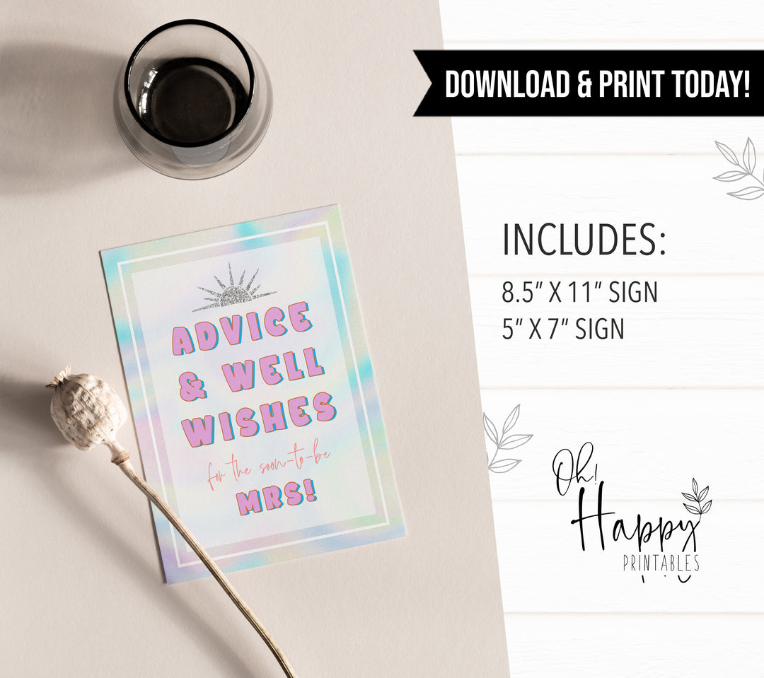 advice and well wishes signs, Space cowgirl bridal shower games, printable bridal shower games, bridal games, bridal shower games, disco bridal games