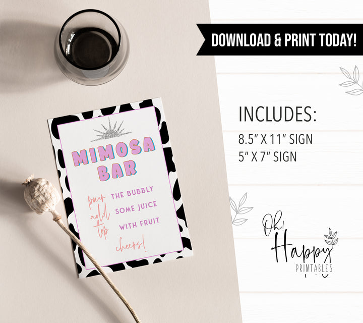 mimosa bridal table sign, Space cowgirl bridal shower games, printable bridal shower games, bridal games, bridal shower games, disco bridal games