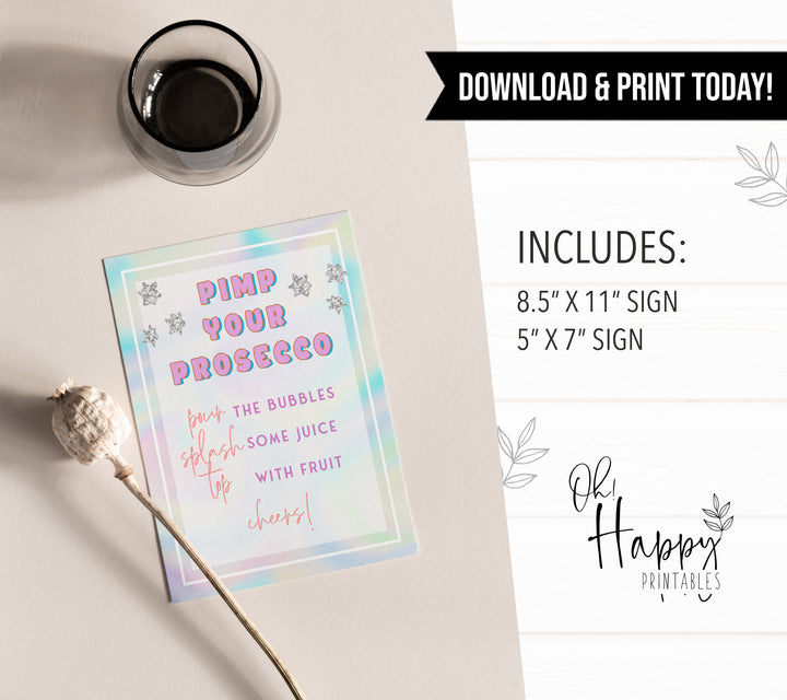 pimp your prosecco sign, Space cowgirl bridal shower games, printable bridal shower games, bridal games, bridal shower games, disco bridal games