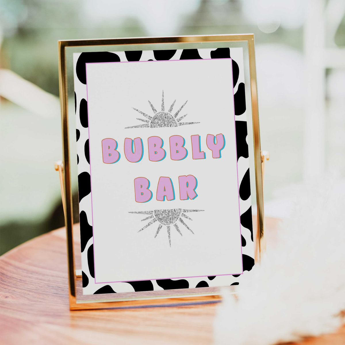 bubbly bar table sign, Space cowgirl bridal shower games, printable bridal shower games, bridal games, bridal shower games, disco bridal games